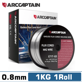 Mig Welding Wire Gasless Mild Steel E71T-GS Flux Core 0.8 0.9mm 1 Roll 1kg Self-Shielded No Gas Iron Welding Machine Welder