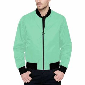Mens Jacket, Seafoam Green And Black Bomber Jacket