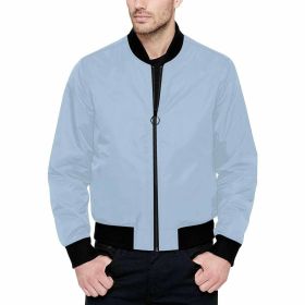 Mens Jacket, Serenity Blue And Black Bomber Jacket