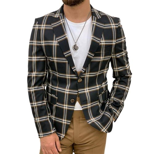 Men's Casual Slim Fit Vintage Sport Coat, Two-Button Single Breasted Jacket