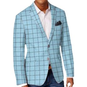 Men's Casual Slim Fit Vintage Sport Coat, Two-Button Single Breasted Jacket (Color: Blue, size: S)