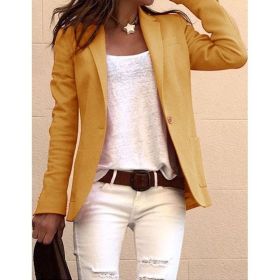 candy color long sleeve small suit commuter slim coat (Color: Khaki, size: S)