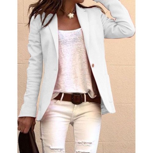 candy color long sleeve small suit commuter slim coat