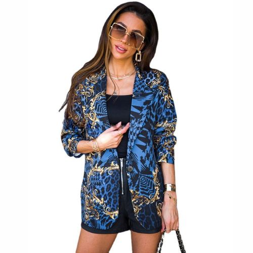new autumn winter long sleeve Lapel digital printing suit small coat women's wear