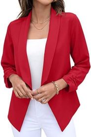 spring and Autumn New Women's suit coat non iron casual suit top professional women's wear (Color: Red, size: 3XL)