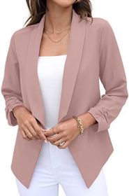 spring and Autumn New Women's suit coat non iron casual suit top professional women's wear (Color: Pink, size: 2XL)