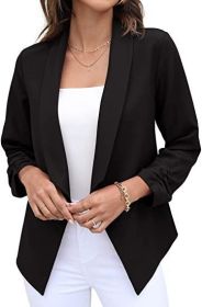 spring and Autumn New Women's suit coat non iron casual suit top professional women's wear (Color: Black, size: 2XL)