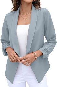 spring and Autumn New Women's suit coat non iron casual suit top professional women's wear (Color: Gray, size: 2XL)
