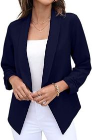 spring and Autumn New Women's suit coat non iron casual suit top professional women's wear (Color: Navy blue, size: 2XL)