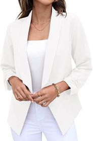 spring and Autumn New Women's suit coat non iron casual suit top professional women's wear (Color: White, size: L)