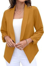 spring and Autumn New Women's suit coat non iron casual suit top professional women's wear (Color: Yellow, size: M)