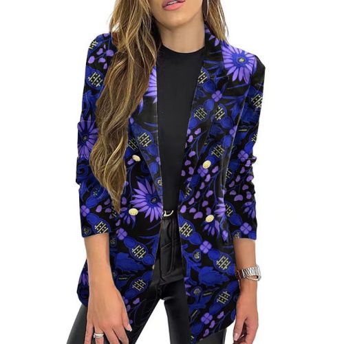 fashion autumn winter new print small suit one piece long sleeve autumn winter suit coat