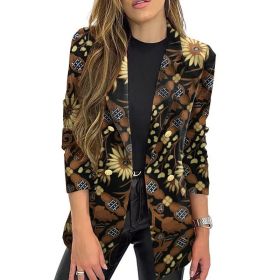 fashion autumn winter new print small suit one piece long sleeve autumn winter suit coat (Color: Khaki, size: XL)