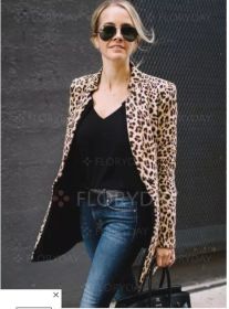suit collar temperament commuter versatile leopard print Korean women's coat (Color: Leopard-print, size: L)
