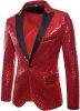 Mens Sequin Suits Jackets Blazer Slim Fit Notched Lapel One Button Party Show Tux Dress Coats