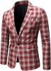 Men's Plaid Suit Jacket Casual One Button Regular Fit Blazer Classic Plaid Sport Coat Stylish Dress Coat