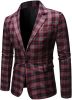 Men's Plaid Suit Jacket Casual One Button Regular Fit Blazer Classic Plaid Sport Coat Stylish Dress Coat
