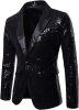 Mens Sequin Suits Jackets Blazer Slim Fit Notched Lapel One Button Party Show Tux Dress Coats