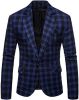 Men's Plaid Suit Jacket Casual One Button Regular Fit Blazer Classic Plaid Sport Coat Stylish Dress Coat