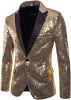Mens Sequin Suits Jackets Blazer Slim Fit Notched Lapel One Button Party Show Tux Dress Coats
