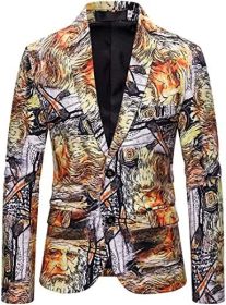 Men's Dress Floral Suit Blazer Luxury Dress Notched Lapel Jacket Stylish Tux Two Button Elegant Prom Coat (Color: 06, size: L)