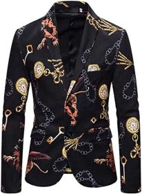 Men's Dress Floral Suit Blazer Luxury Dress Notched Lapel Jacket Stylish Tux Two Button Elegant Prom Coat (Color: 05, size: L)
