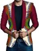 Men's African Indian Dashiki Suit Print Floral Dress Suits Shawl Collar One Button Party Blazer Jacket Tops