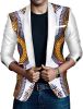 Men's African Indian Dashiki Suit Print Floral Dress Suits Shawl Collar One Button Party Blazer Jacket Tops