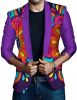 Men's African Indian Dashiki Suit Print Floral Dress Suits Shawl Collar One Button Party Blazer Jacket Tops
