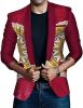 Men's African Indian Dashiki Suit Print Floral Dress Suits Shawl Collar One Button Party Blazer Jacket Tops