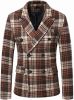 Men's Striped Suit Jackets Casual Notched Lapel Slim Fit Business Blazers Double Breasted Sport Coats