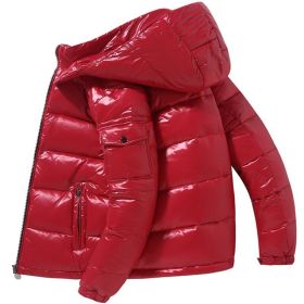 2022 Winter Men Puffer Jackets Bubble Padded Clothes Shiny Detachable Hat Warm Black Waterproof No Wash Jackets Man Down Coats (Color: B, size: XL)