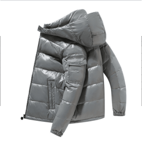 2022 Winter Men Puffer Jackets Bubble Padded Clothes Shiny Detachable Hat Warm Black Waterproof No Wash Jackets Man Down Coats (Color: C, size: L)