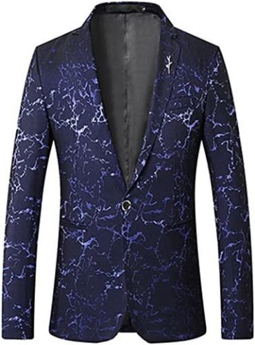 Men's Blazer Suit Jacket Lightning Pattern Shawl Lapel Blazer Stylish Tuxedo for Dinner; Prom; Wedding