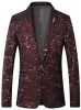 Men's Blazer Suit Jacket Lightning Pattern Shawl Lapel Blazer Stylish Tuxedo for Dinner; Prom; Wedding
