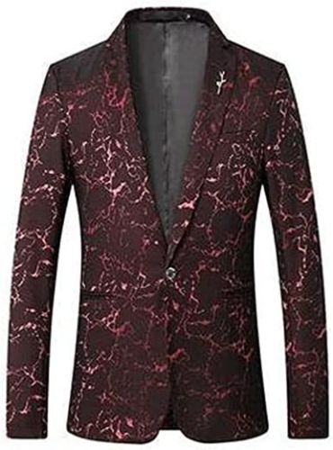 Men's Blazer Suit Jacket Lightning Pattern Shawl Lapel Blazer Stylish Tuxedo for Dinner; Prom; Wedding