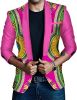 Men's African Indian Dashiki Suit Print Floral Dress Suits Shawl Collar One Button Party Blazer Jacket Tops