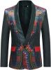 Men's African Indian Dashiki Suit Print Floral Dress Suits Shawl Collar One Button Party Blazer Jacket Tops