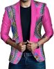 Men's African Indian Dashiki Suit Print Floral Dress Suits Shawl Collar One Button Party Blazer Jacket Tops