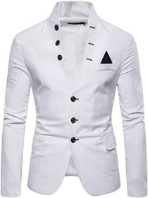 Men's Suit Jacket Casual Slim Fit Coat Lightweight Business Daily Blazers Formal Solid Color Dress Coats (Color: White, size: S)