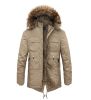 Men's Warm Parka Jacket Winter Snow Coat with Detachable Faux Fur Hood