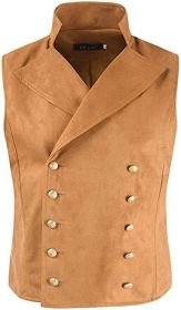 Men's Solid Color Double Breasted Vest Slim FIt Fashion Business Waistcoat (Color: Yellow, size: M)