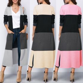Autumn and Winter Coat Sexy Open Color Matching Slim Open Hem Jacket (Color: Pink, size: XL)