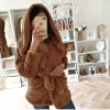 Autumn and winter coat sexy hooded plush slim waist coat