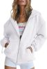 Women's Cute Hoodies Teen Girl Fall Jacket Oversized Sweatshirts Casual Drawstring Clothes Zip Up Y2K Hoodie with Pocket
