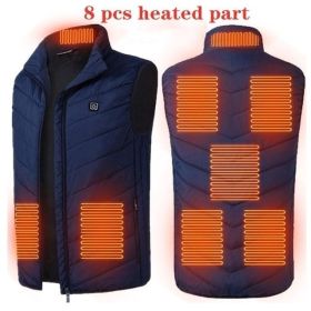 Heated Vest Washable Usb Charging Electric (Color: Zone 8blue, size: 2XL)