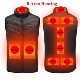 Heated Vest Washable Usb Charging Electric (Color: 9zone black, size: XL)
