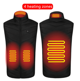 Heated Vest Washable Usb Charging Electric (Color: 4zone black, size: L)