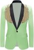 Men's Suit Jackets Colorful Sequin Wing Dress Coats Party Floral Suit Jacket Notched Lapel Slim Fit Tuxedo Blazers