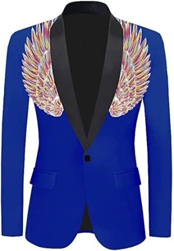 Men's Suit Jackets Colorful Sequin Wing Dress Coats Party Floral Suit Jacket Notched Lapel Slim Fit Tuxedo Blazers
